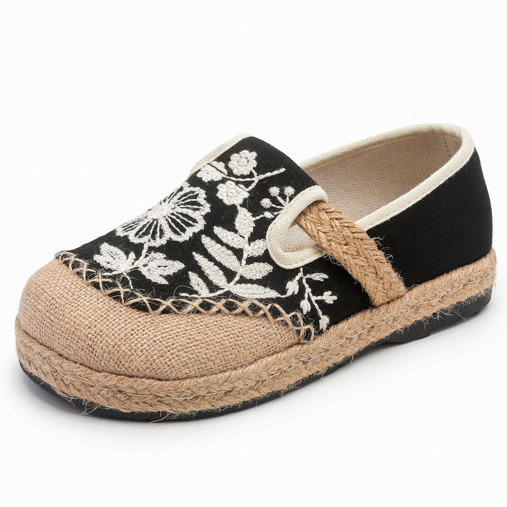 Casual One-Pedal Women'S Shoes, The Original Craft Embroidered Light-Mouth Single Shoes