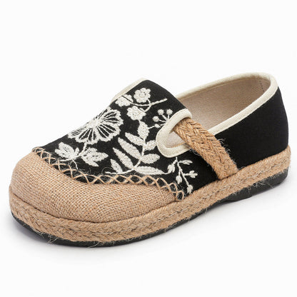 Casual One-Pedal Women'S Shoes, The Original Craft Embroidered Light-Mouth Single Shoes