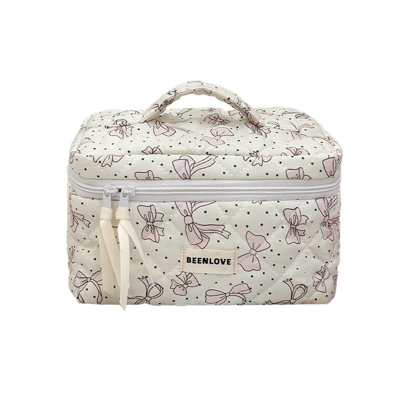 Trendy Print Quilted Large Capacity Makeup Bag