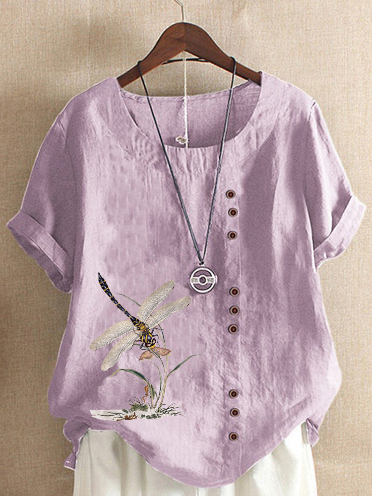 Vintage Cotton And Linen Loose Casual Short Sleeves