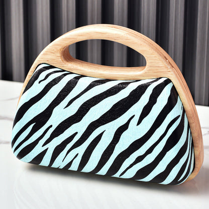 Retro Zebra Print Evening Clutch Bag Stylish Polyester Handbag
