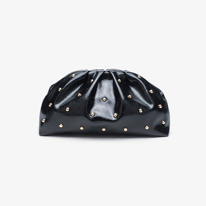 Fashion Studded Magnet Ruched Evening Handbag
