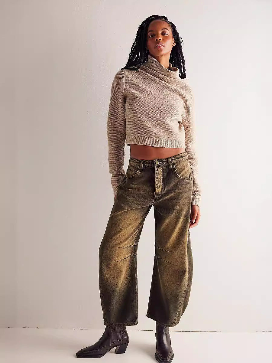 Casual Loose-Fit Mid-Rise Straight-Leg Women's Jeans