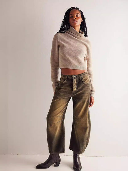 Casual Loose-Fit Mid-Rise Straight-Leg Women's Jeans