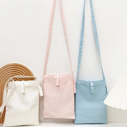 Minimalist Solid Color Canvas Crossbody Bag for Women