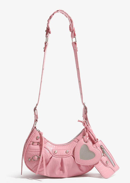 Croc Embossed PU Leather Crescent Bag