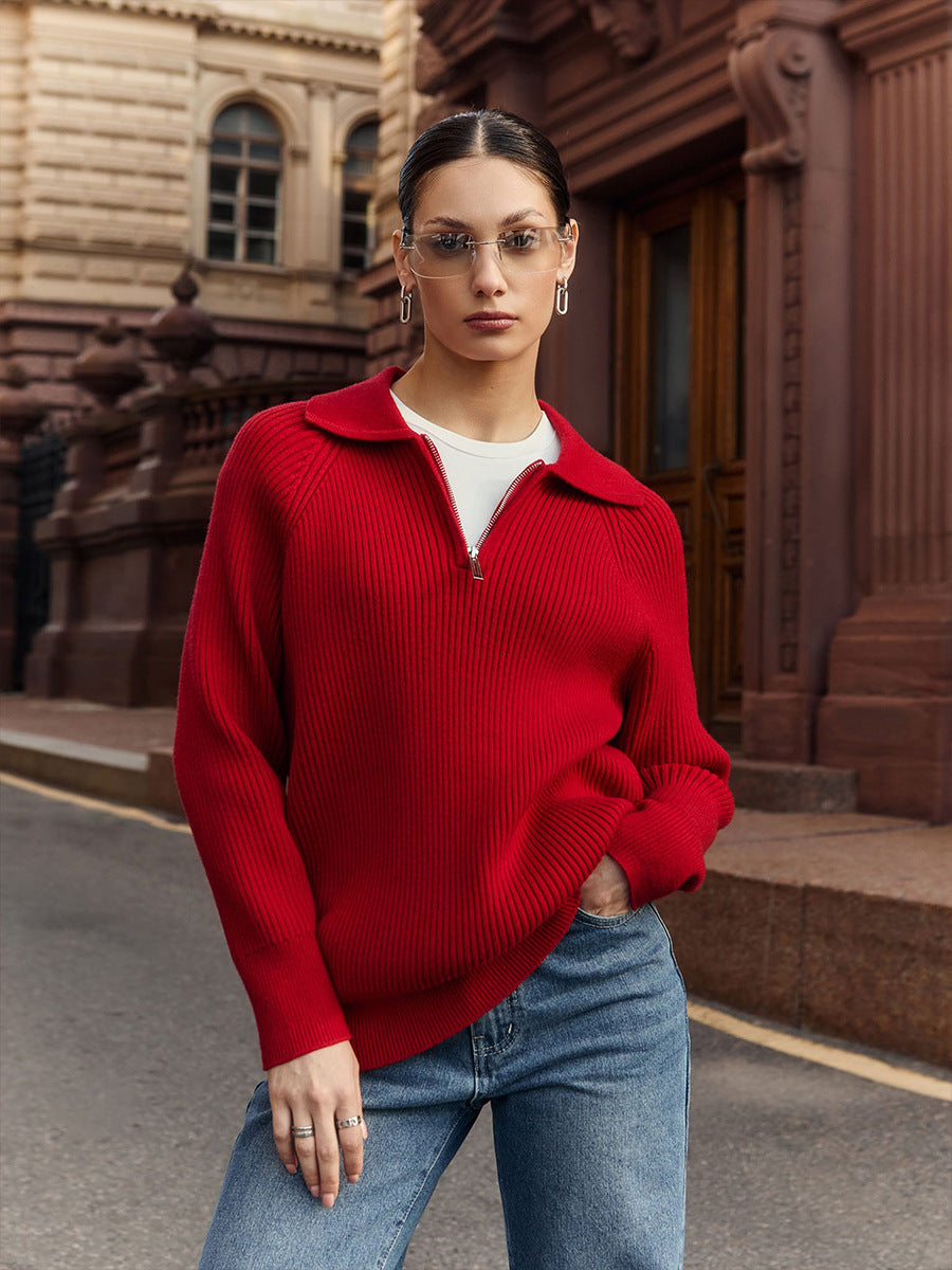 Trendy Casual Polo Neck Knitted Sweater