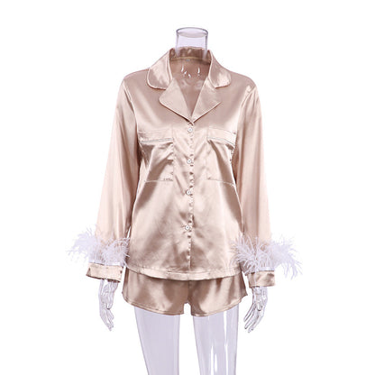 Feather Solid Color Sleepwear Sets