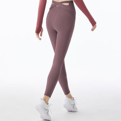 Peach Hip Cross High Waist Yoga Pants Hip-Lifting Elastic Fitness Sweatpants