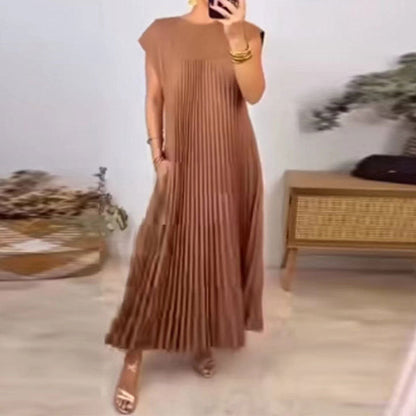Elegant Sleeveless Pleated Maxi Dress for Women