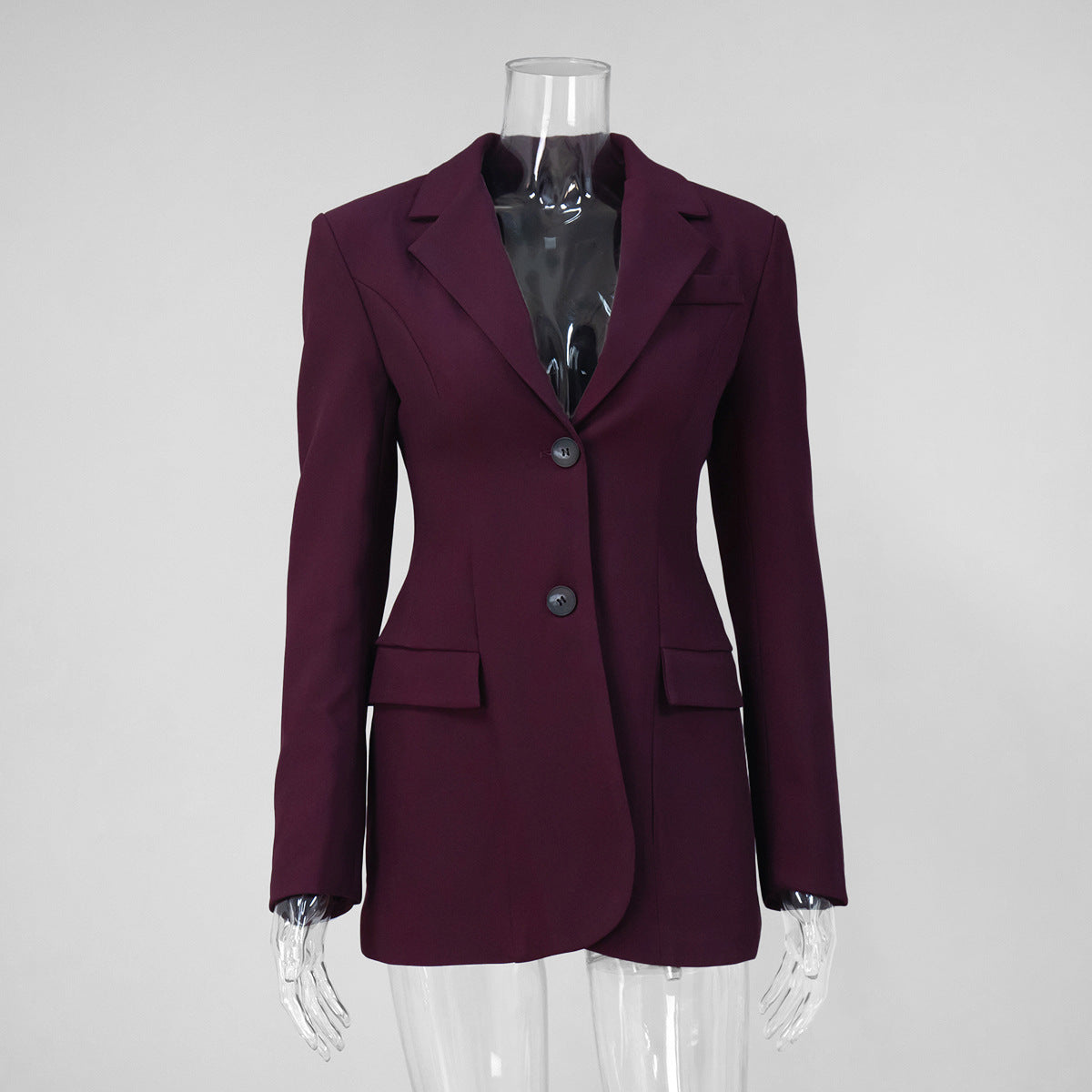 Tailored Women's Blazer with V-Neck and Waist-Cinching Design