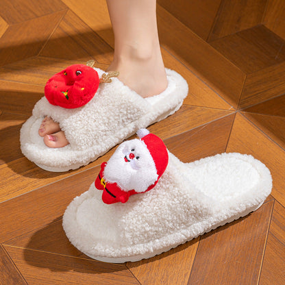 Soft Plush Fleece Open Toe Indoor Slippers