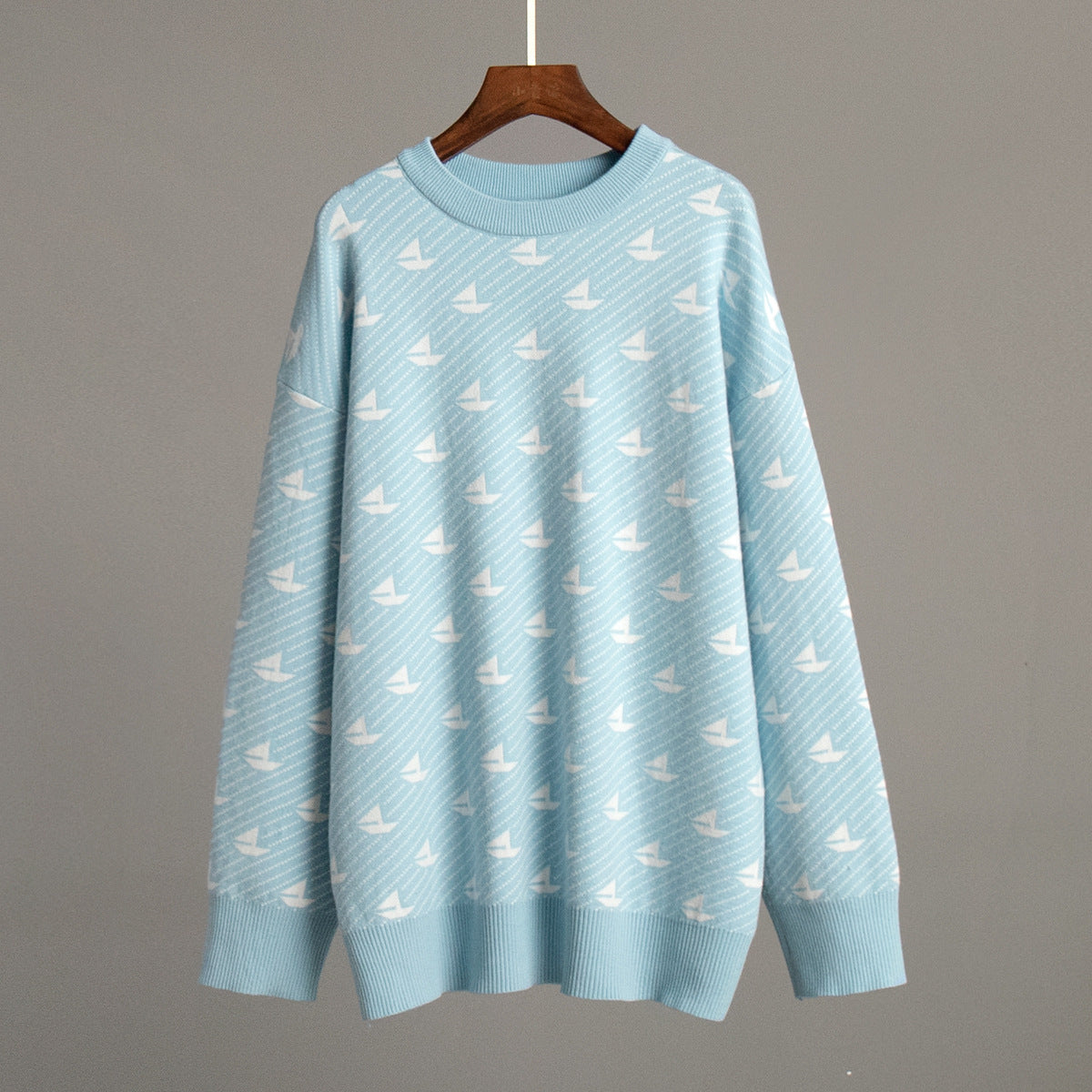 Casual Geometric Knit Sweater Comfortable All-Season Pullover