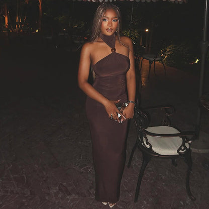 Bodycon Halter Neck Dress In Solid Colors