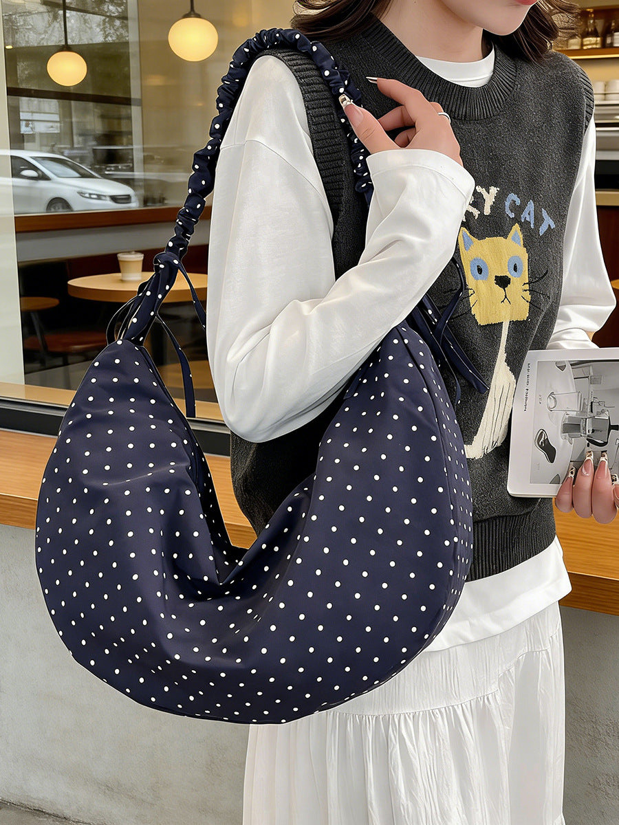 Casual Dotted Doughnut Bag Soft Canvas Shoulder Bag