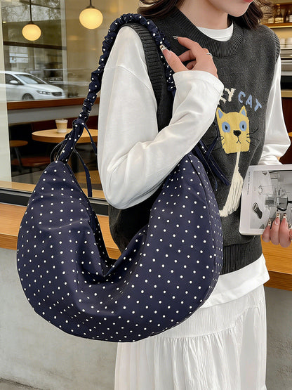 Casual Dotted Doughnut Bag Soft Canvas Shoulder Bag