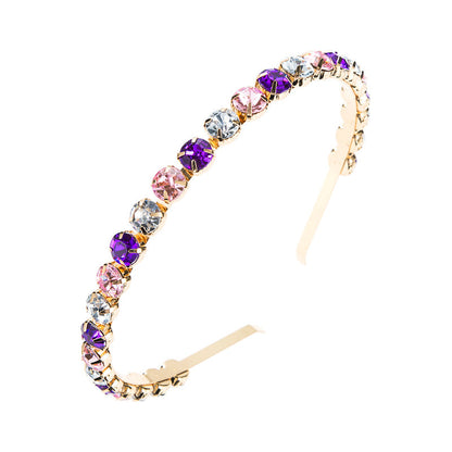 Baroque Gold Metal Headband With Colorful Rhinestones