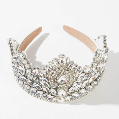 Baroque Style Wide Headband with Crystal Accents