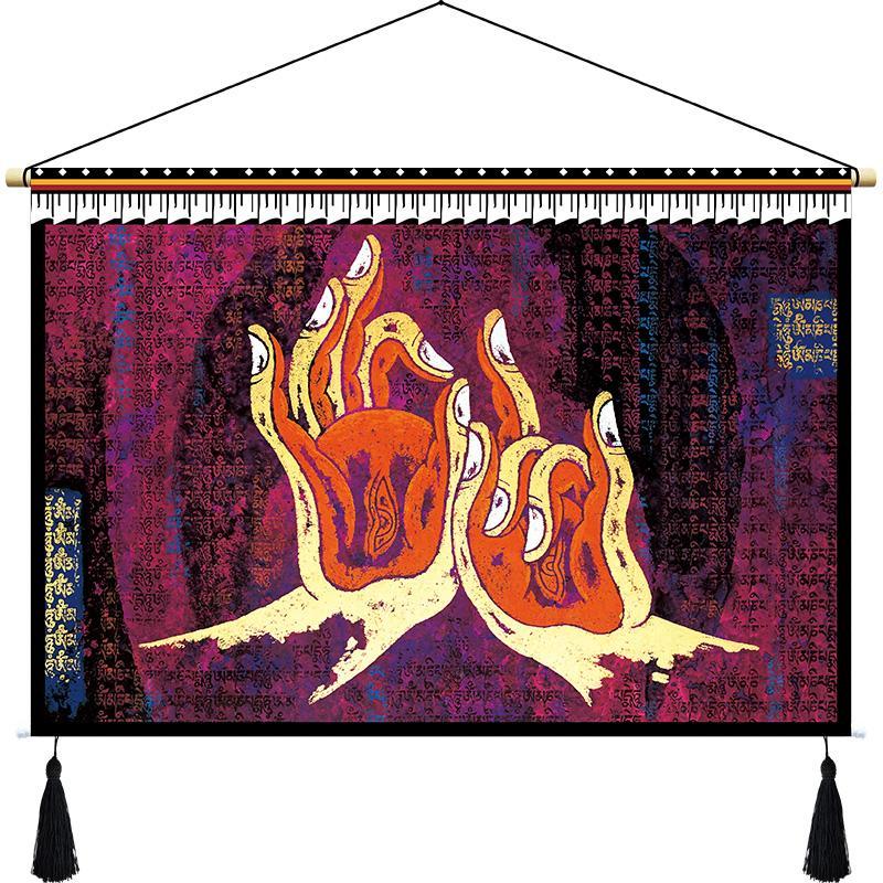 Customized Tibetan Fabric Tapestry Tibet Hanging Cloth Homestay Decoration Hotel Restaurant Living Room Bedroom Bedside Cloth Painting Tapestry