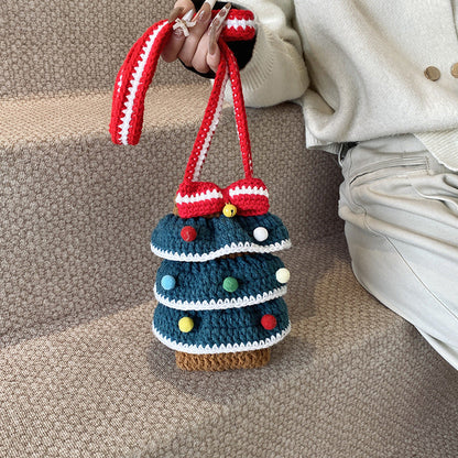 Cute Handmade Crochet Christmas Tree Crossbody Bag