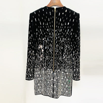 Sequined Velvet Long Sleeve Dress Casual