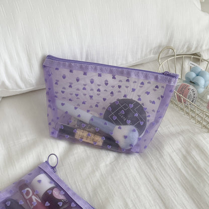 Heart-Shaped Velvet Cosmetic Bag Multifunctional Portable Organizer