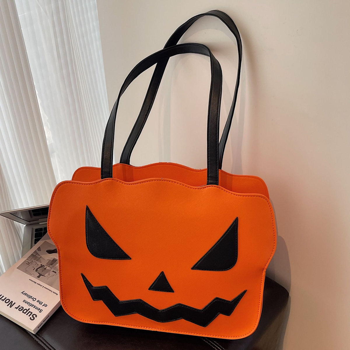 Halloween Pumpkin Tote Bag Stylish Casual Large Capacity Shoulder Bag