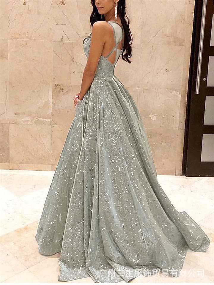 Elegant A-Line Evening Dress With Sequins