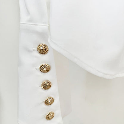 Chic White Long Sleeve Shirt With Flared Sleeves