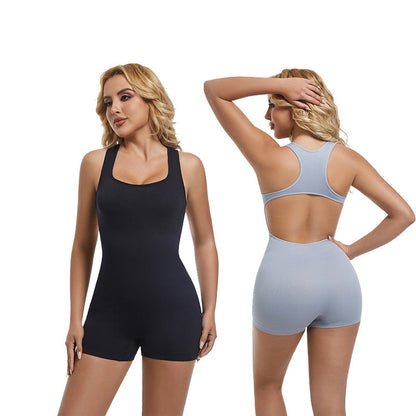 Open-Back Seamless Yoga Bodysuit For Fitness