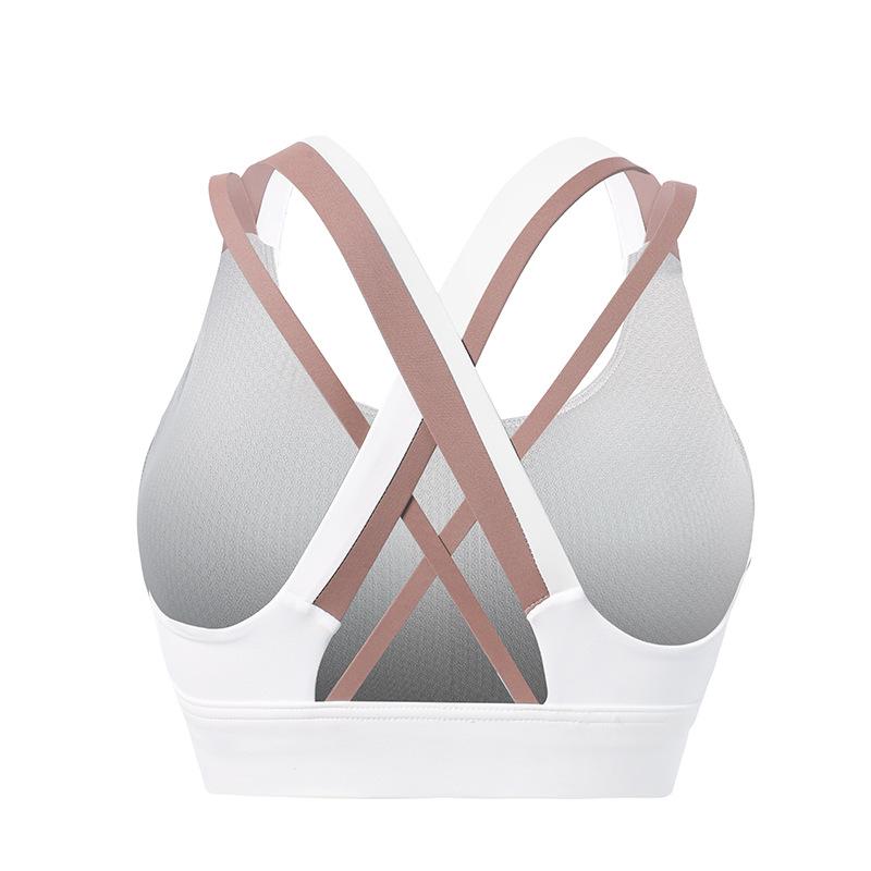 Contrast Color Sports Bra Nude Fabric Yoga Suit Tight Beautiful Back Fast Dry Running Vest Women