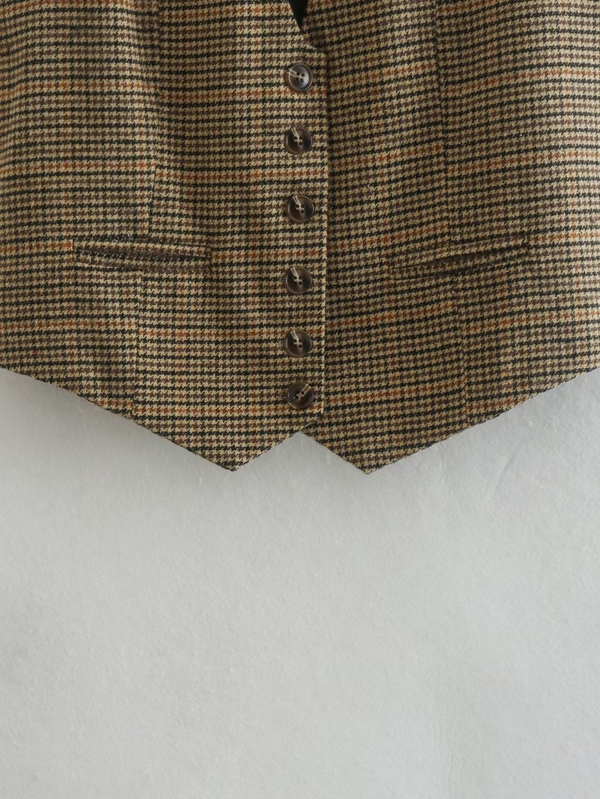 Vintage Plaid V-Neck Sleeveless Vest