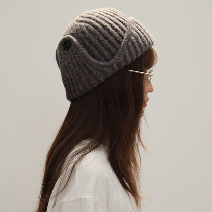 Plain Color Wool Blend Knitted Beanie Hat for Women