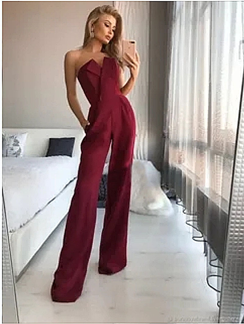 Chinese Style Long Jumpsuit Elegant Office Wear