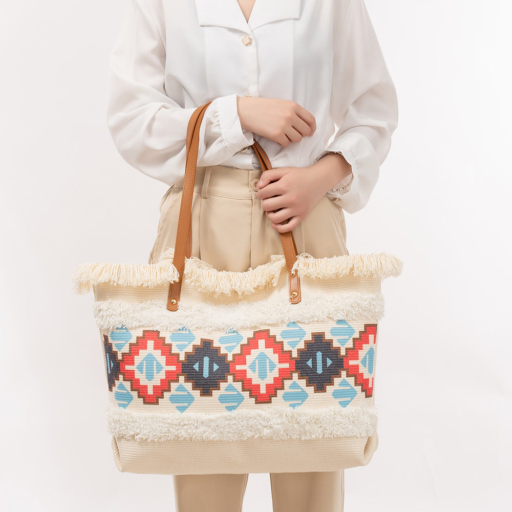 Tassel Print Tote Handbags