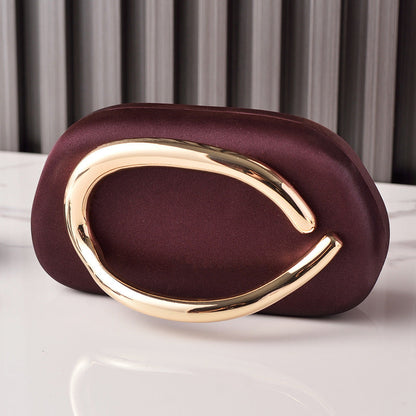 Retro PU Evening Clutch Bag With Gold Handle
