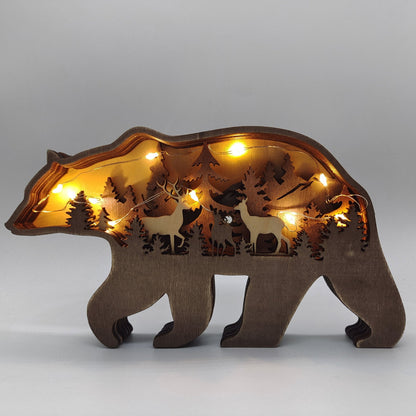 Christmas Wooden Crafts Creative North American Forest Animals Home Decoration Elk Brown Bear Ornaments