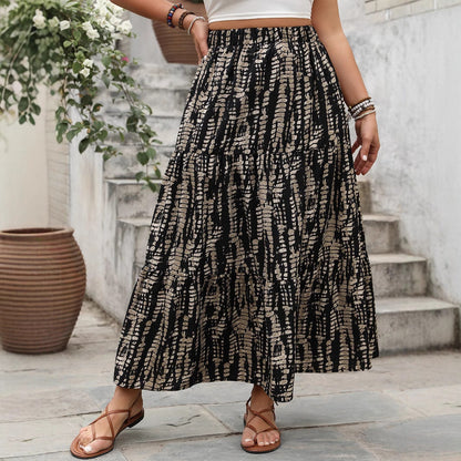 High Waist Striped Maxi Skirt Casual Chic
