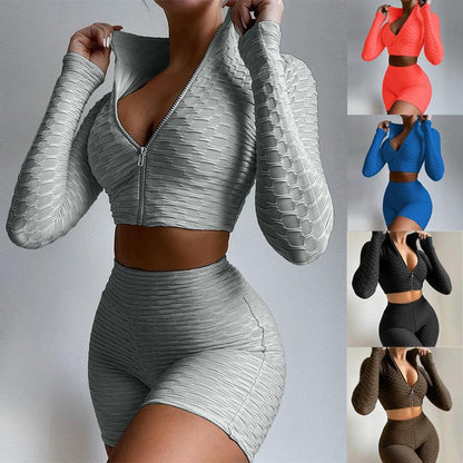 Women'S Yoga Clothes Fashion Solid Long-Sleeved Casual Sports Suit Women