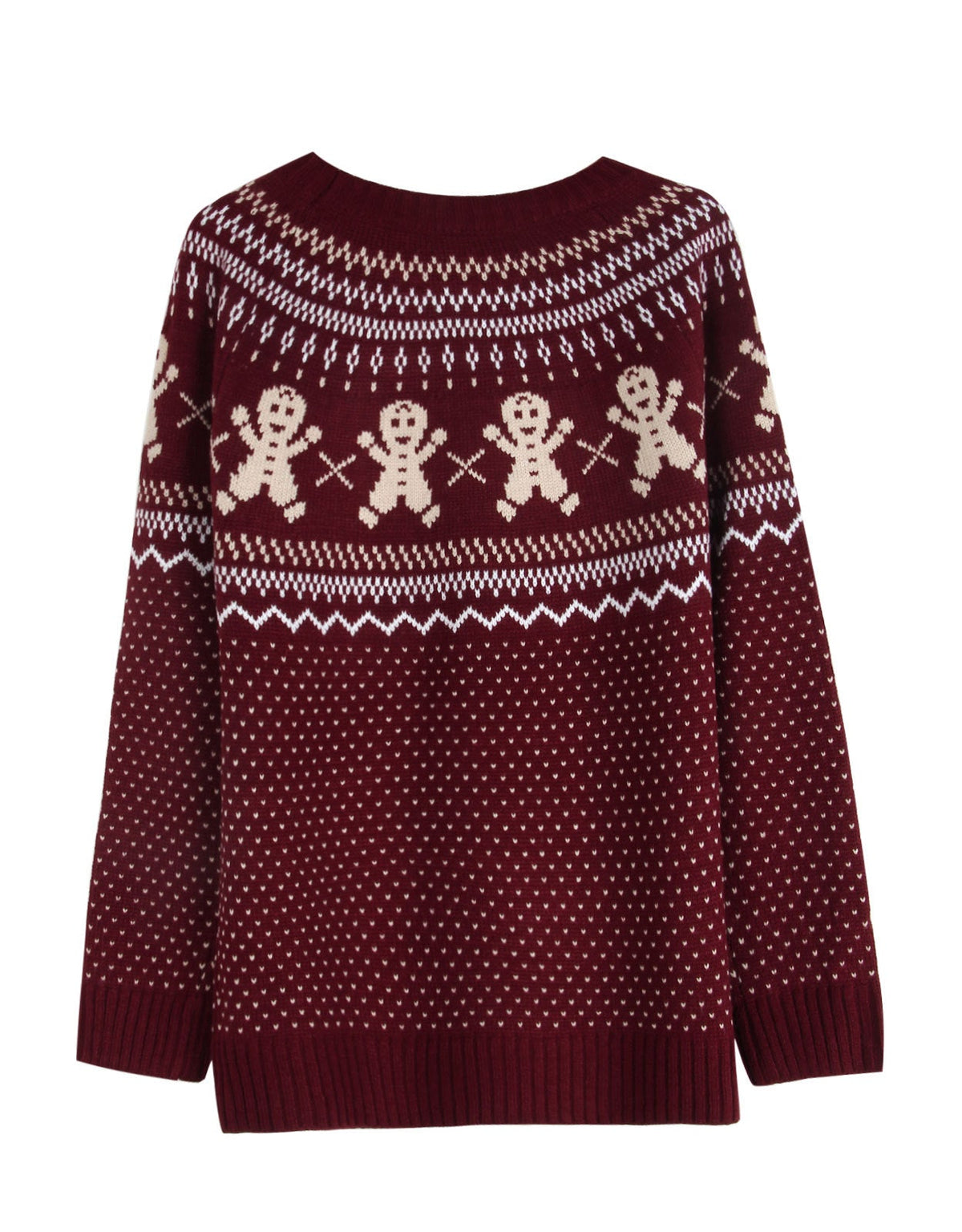 Knit Polka Dots Snowflake Pullover Sweater