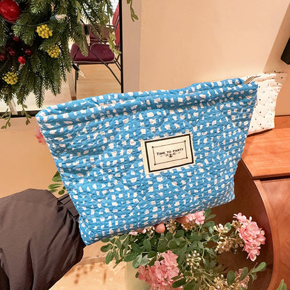 Simple Polka Dot Makeup Bag Canvas Travel Storage Pouch
