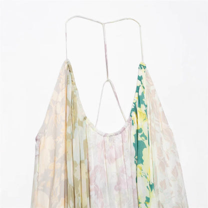 Casual Elegant Printed Mesh Halter Maxi Dress