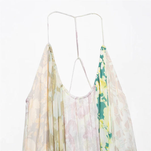 Casual Elegant Printed Mesh Halter Maxi Dress