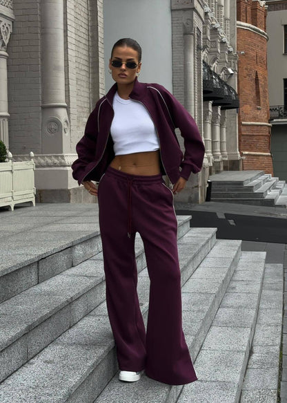 Tracksuit Set Soft Fabric Sporty Luxe Style