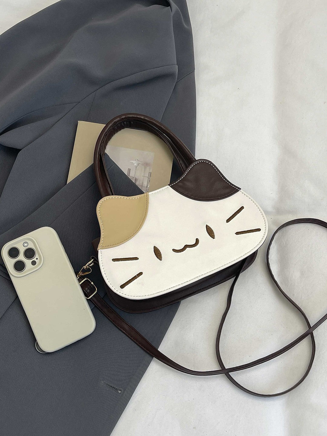 Cute Cat Pattern Casual Tote Bag Stylish Shoulder Bag