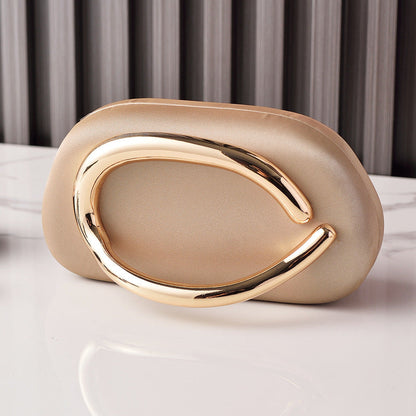 Retro PU Evening Clutch Bag With Gold Handle