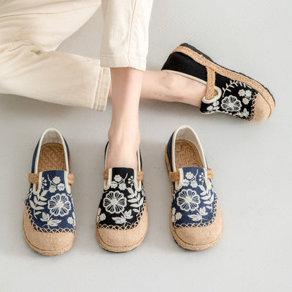 Casual One-Pedal Women'S Shoes, The Original Craft Embroidered Light-Mouth Single Shoes