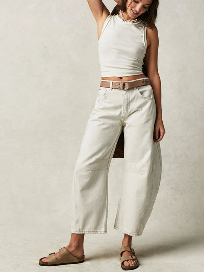 Casual Loose-Fit Mid-Rise Straight-Leg Women's Jeans