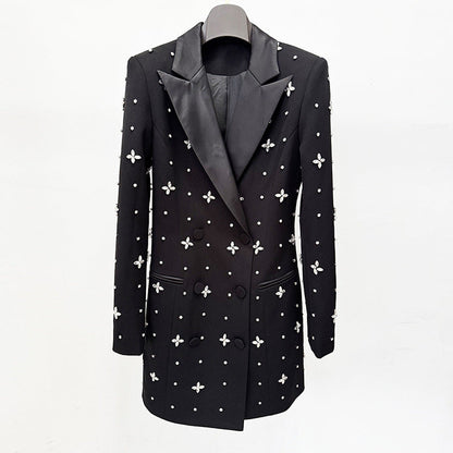 Beaded Blazer Dress Elegant Street Style