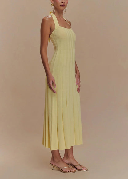 Knit Midi Dress With Halter Tie Back Detail